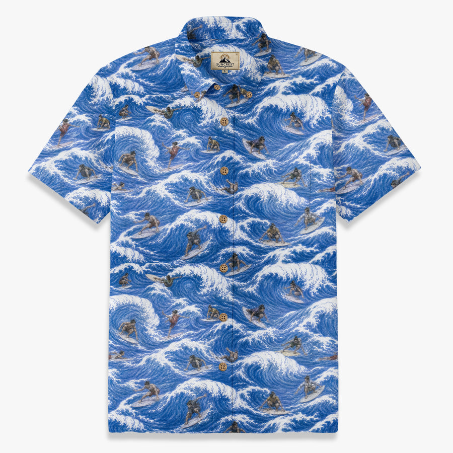 Kung Fu Surf Wave Resort Shirt - Blue front
