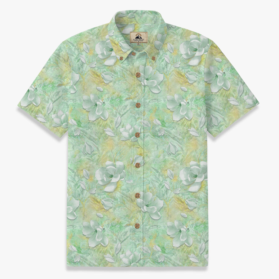 Monet Magnolia Resort Shirt - Sage Green front