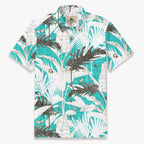 Tropical Linework Foliage Resort Shirt - Tiffany Blue front