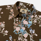 Navy Chinoiserie Bird & Floral Hawaiian Shirt – Hand-Drawn Oriental Aloha Shirt
