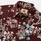 Navy Chinoiserie Bird & Floral Hawaiian Shirt – Hand-Drawn Oriental Aloha Shirt
