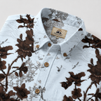 Light Blue Chinoiserie Floral Hawaiian Shirt for Men
