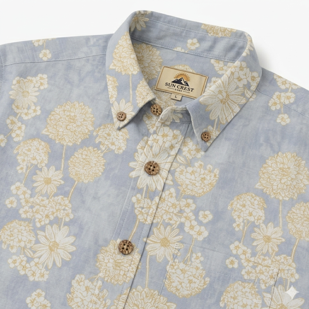 Suncrest "Golden Meadow" Men's Short Sleeve Resort Shirt - Cloud Wash Blue