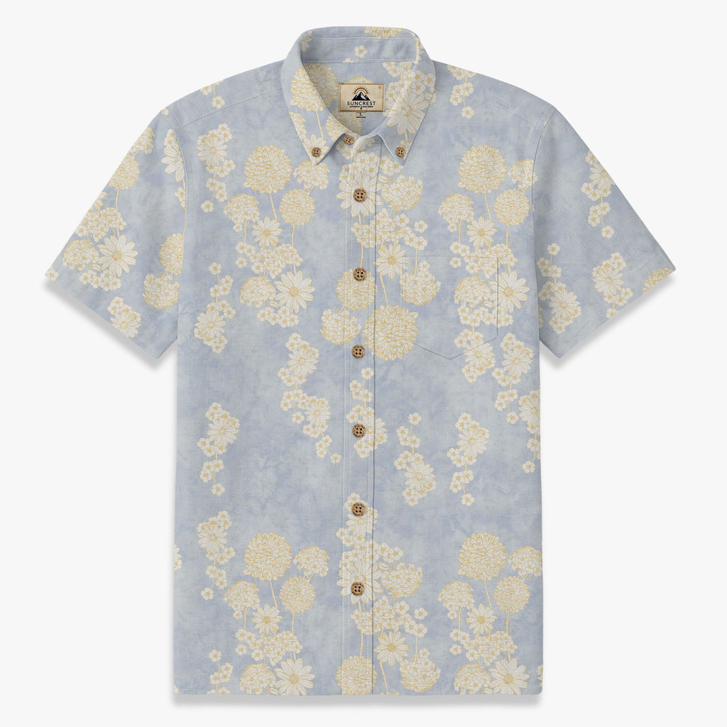 Suncrest "Golden Meadow" Men's Short Sleeve Resort Shirt - Cloud Wash Blue