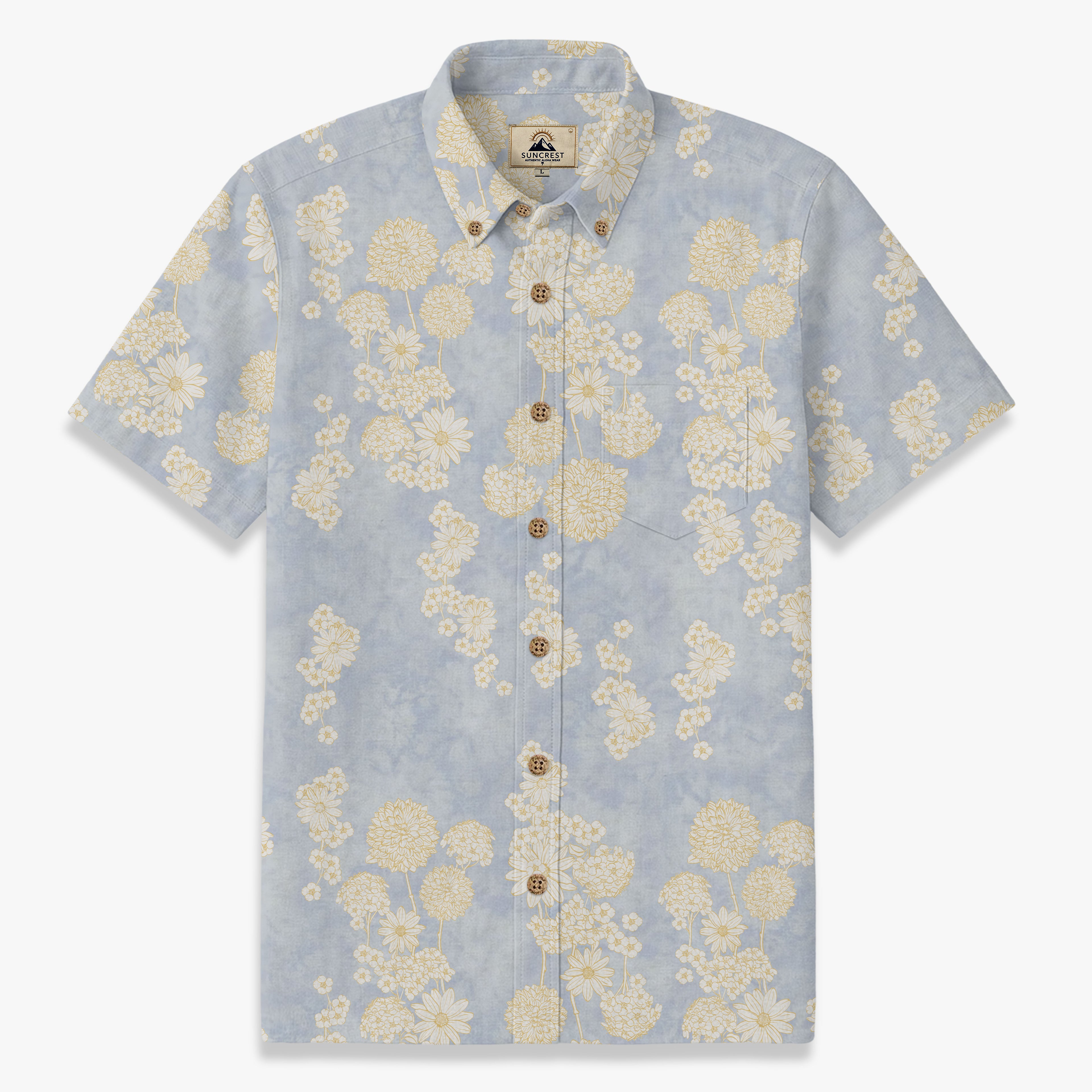 Suncrest "Golden Meadow" Men's Short Sleeve Resort Shirt - Cloud Wash Blue
