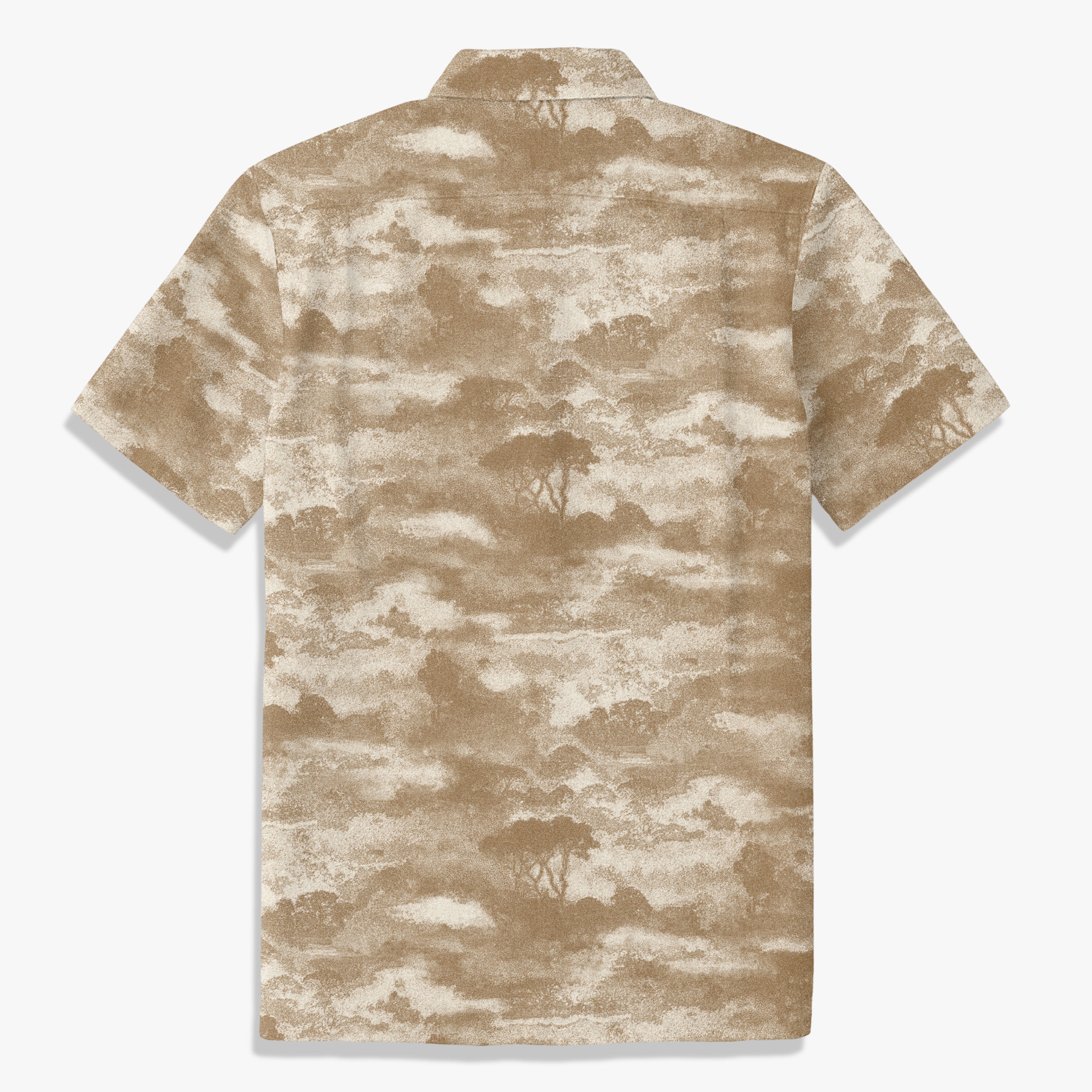Men’s Blue Ink Wash Landscape Shirt – Vintage Artistic Summer Button Up