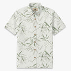 Men’s Bamboo Leaf Print Shirt – Japanese Minimal Summer Linen Style