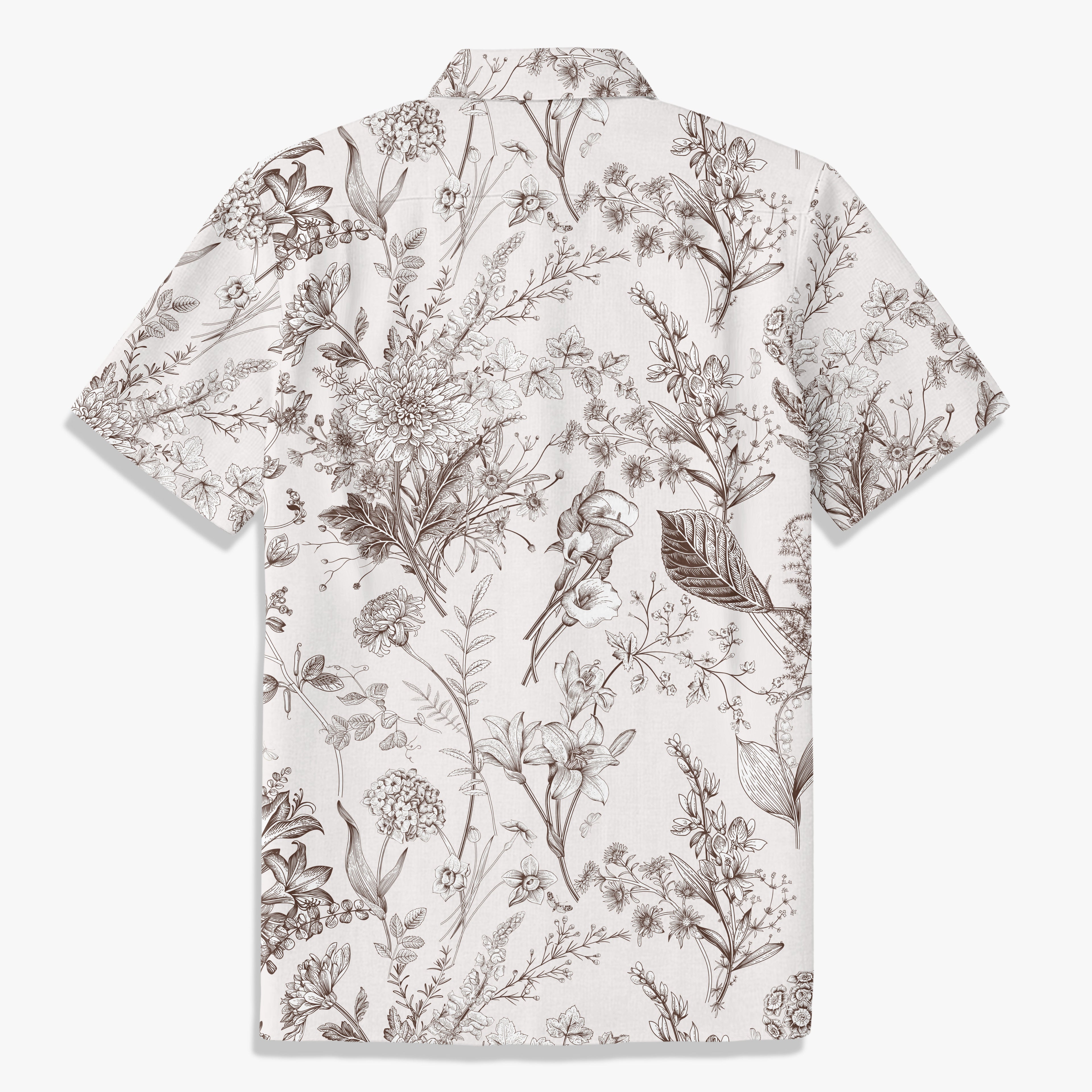 Vintage Botanical Line Art Hawaiian Shirt back view