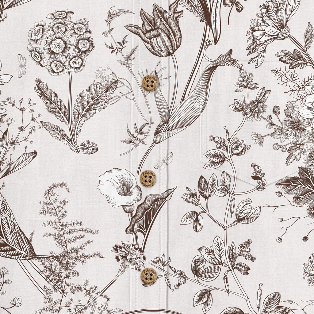 Vintage Botanical shirt buttons and fabric texture detail