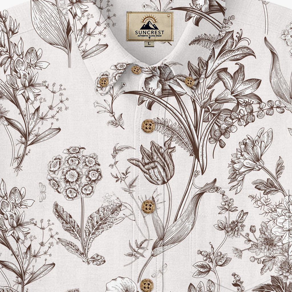 Vintage Botanical shirt collar label and placket detail