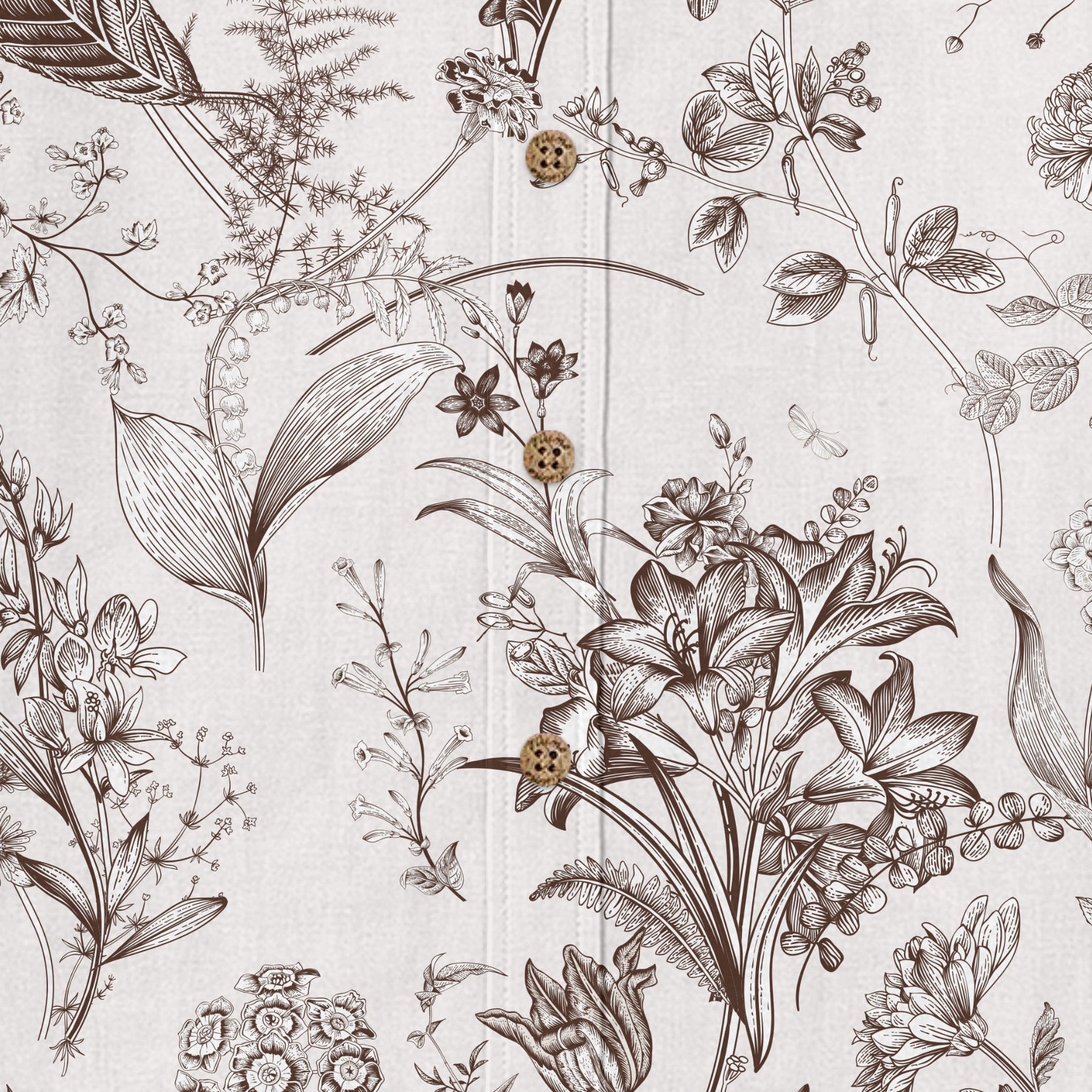 Vintage Botanical shirt hem and side seam detail