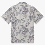 Engraved Hummingbird Garden Resort Shirt in Pearl Gray - back view