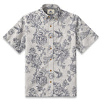 Engraved Hummingbird Garden Resort Shirt in Pearl Gray - front view