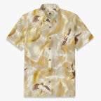 Front view of golden crane mist Hawaiian shirt for men