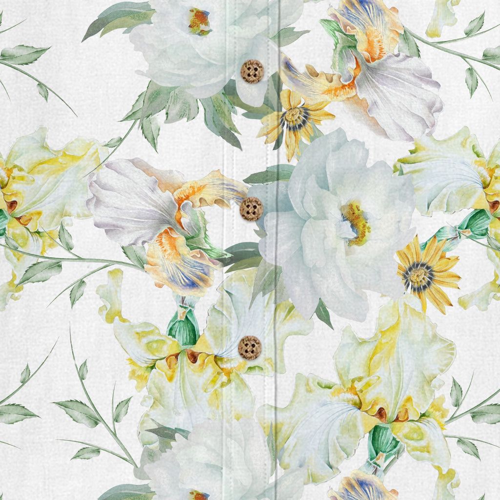 Iris and Peony Garden Hawaiian Shirt for Men hem and side seam detail
