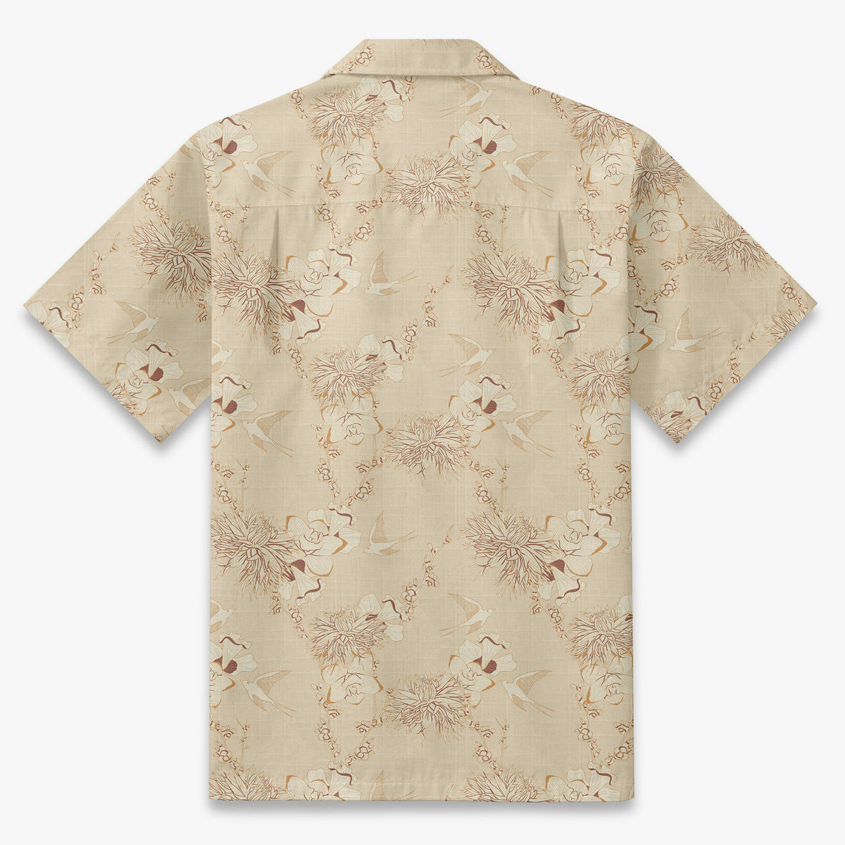 Ivory Swallow Garden Resort Shirt in warm ivory - back view
