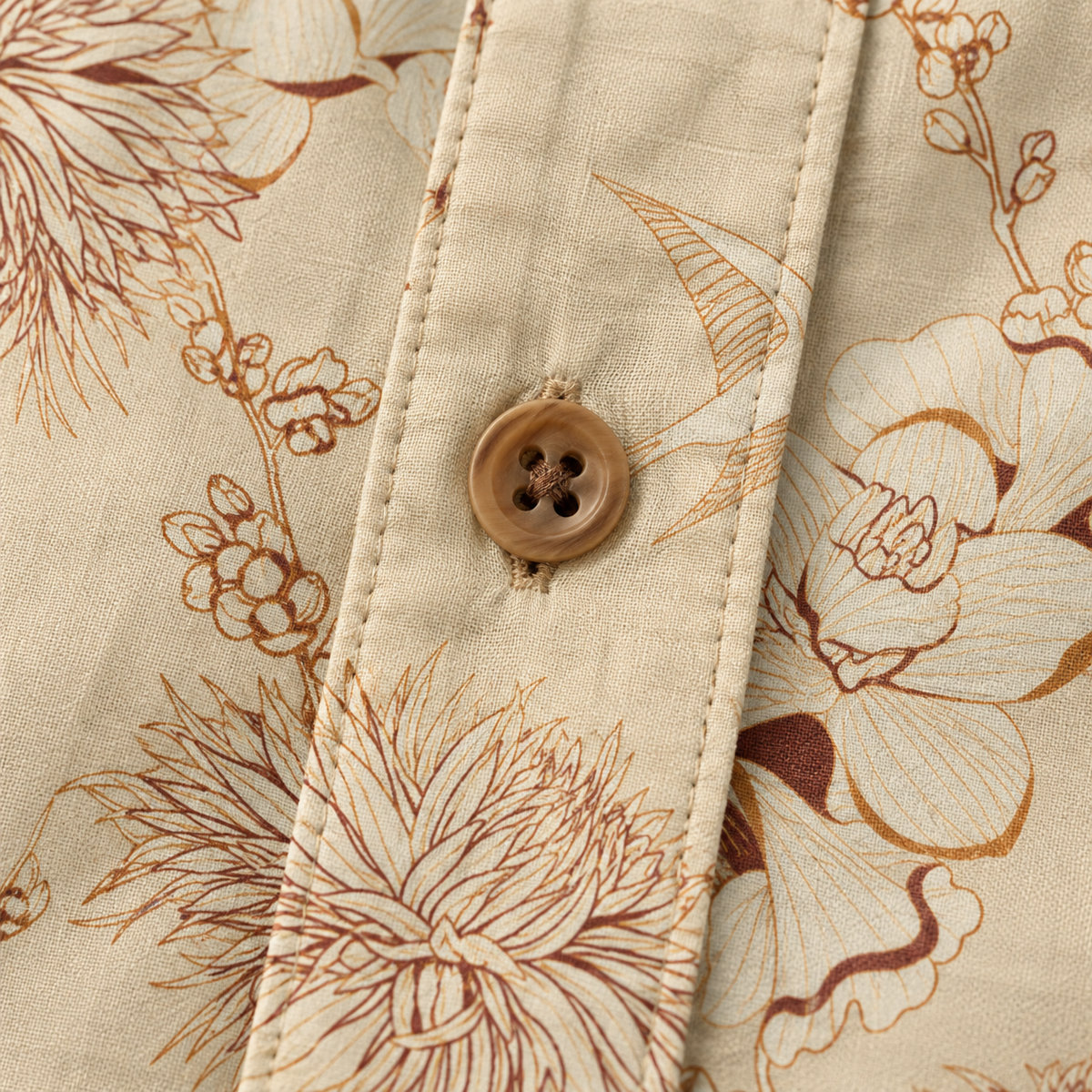 Ivory Swallow Garden Resort Shirt button and fabric texture detail visualization