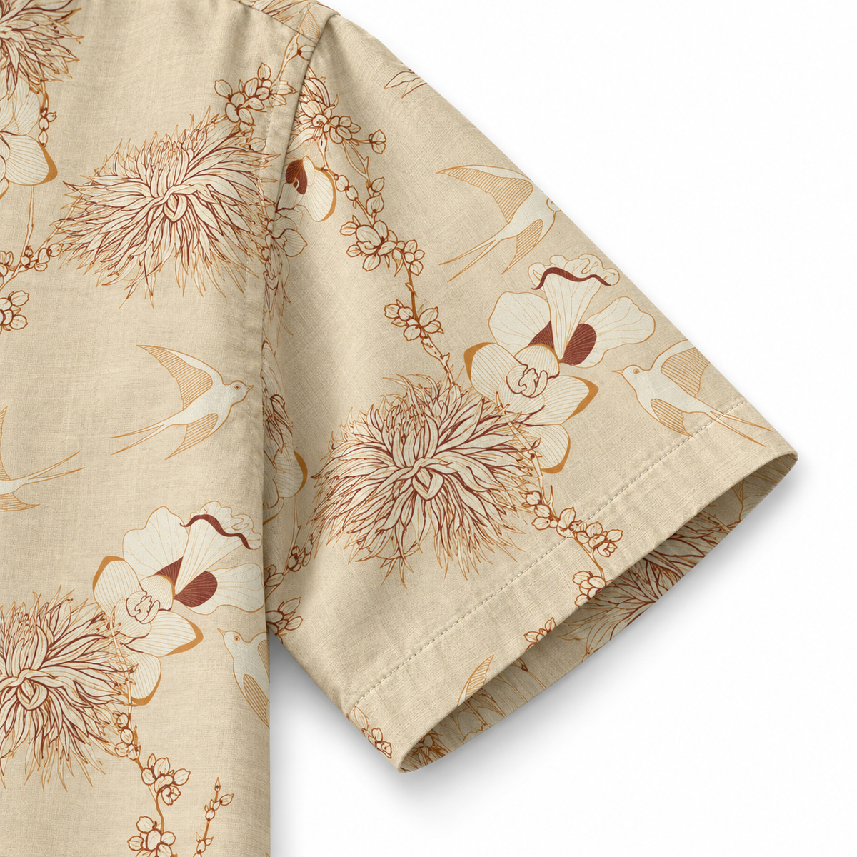 Ivory Swallow Garden Resort Shirt short sleeve detail visualization