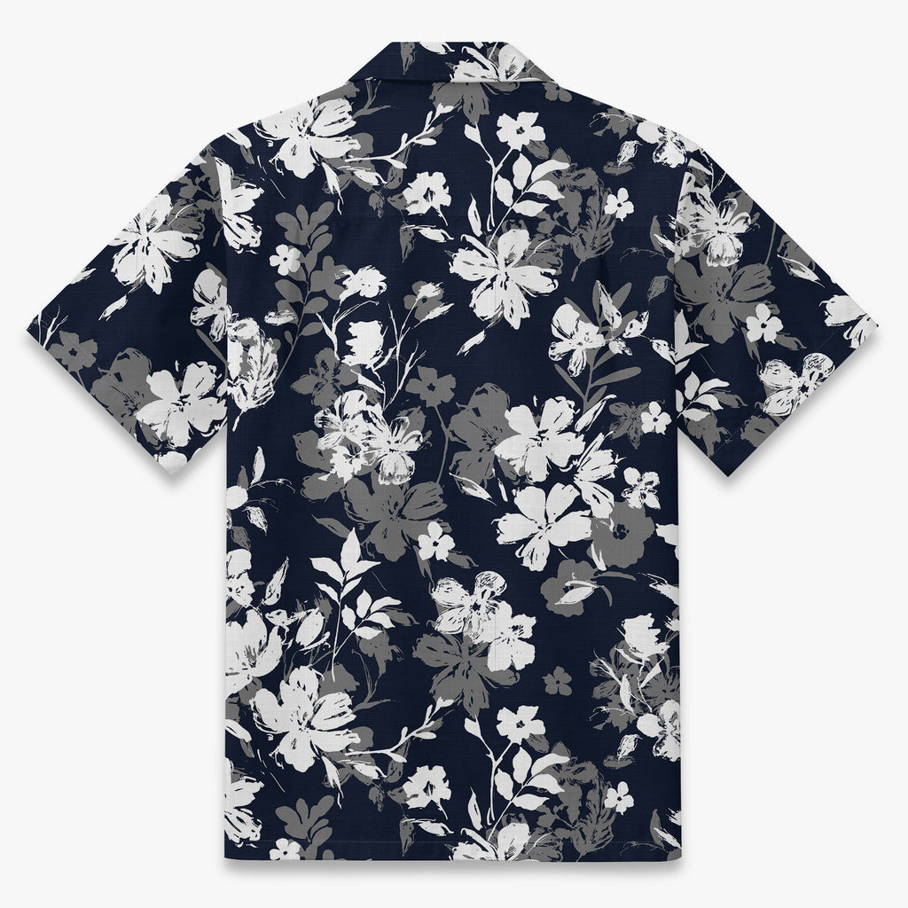 Midnight Brush Garden Resort Shirt in midnight navy - back view