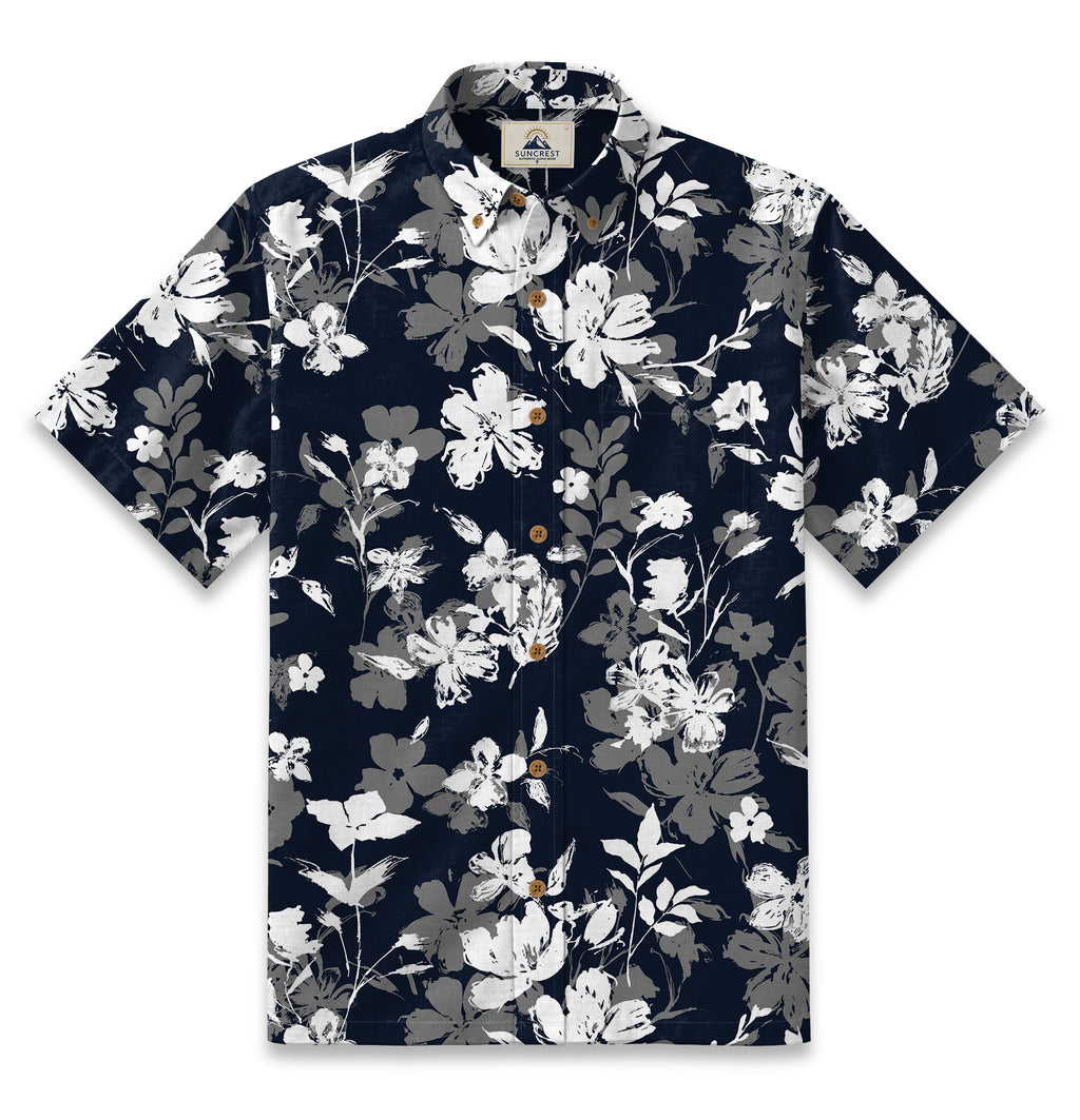 Midnight Brush Garden Resort Shirt in midnight navy - front view