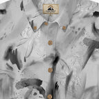 Ink Wash Rabbit Print Hawaiian Shirt for Men collar label and placket detail