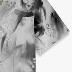 Ink Wash Rabbit Print Hawaiian Shirt for Men sleeve and fabric detail