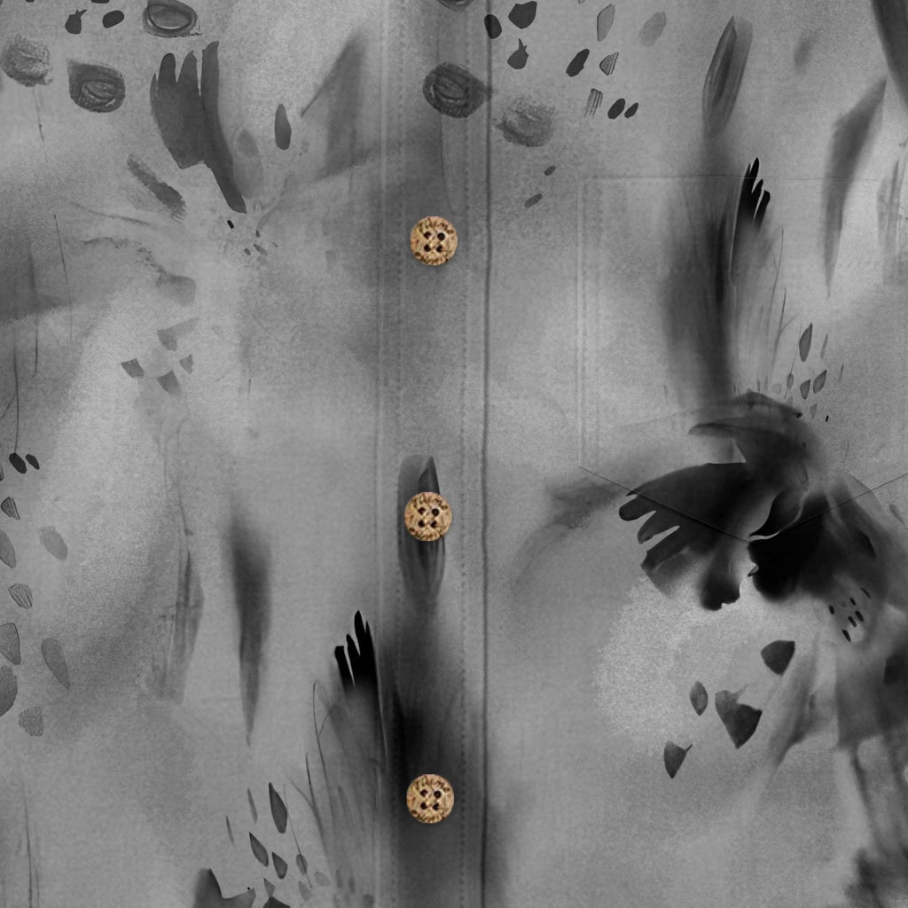 Smoke Brushstroke Abstract Hawaiian Shirt for Men buttons and fabric texture detail