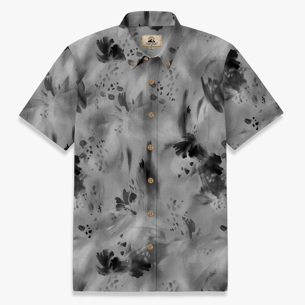 Smoke Brushstroke Abstract Hawaiian Shirt for Men front view