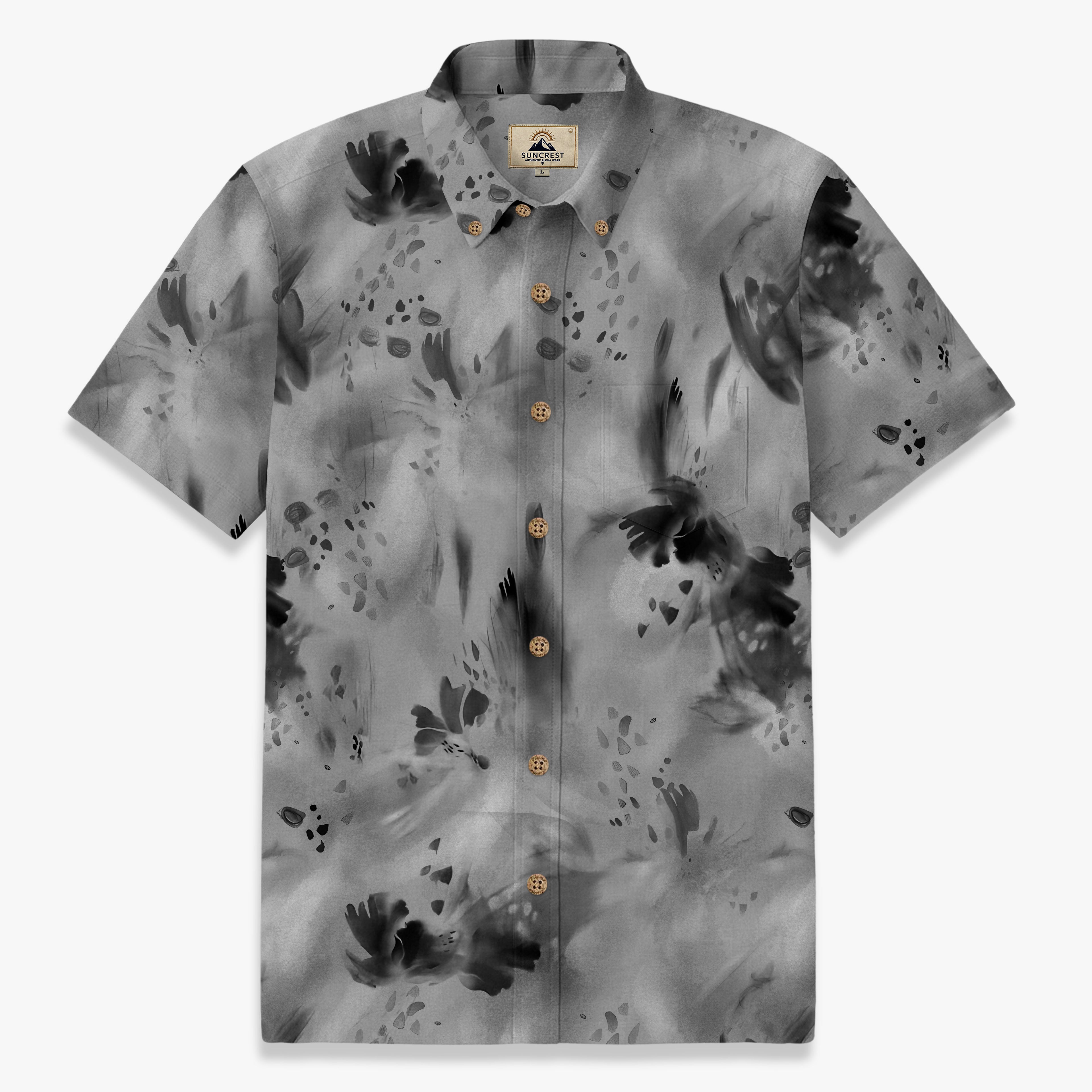 Smoke Brushstroke Abstract Hawaiian Shirt for Men front view