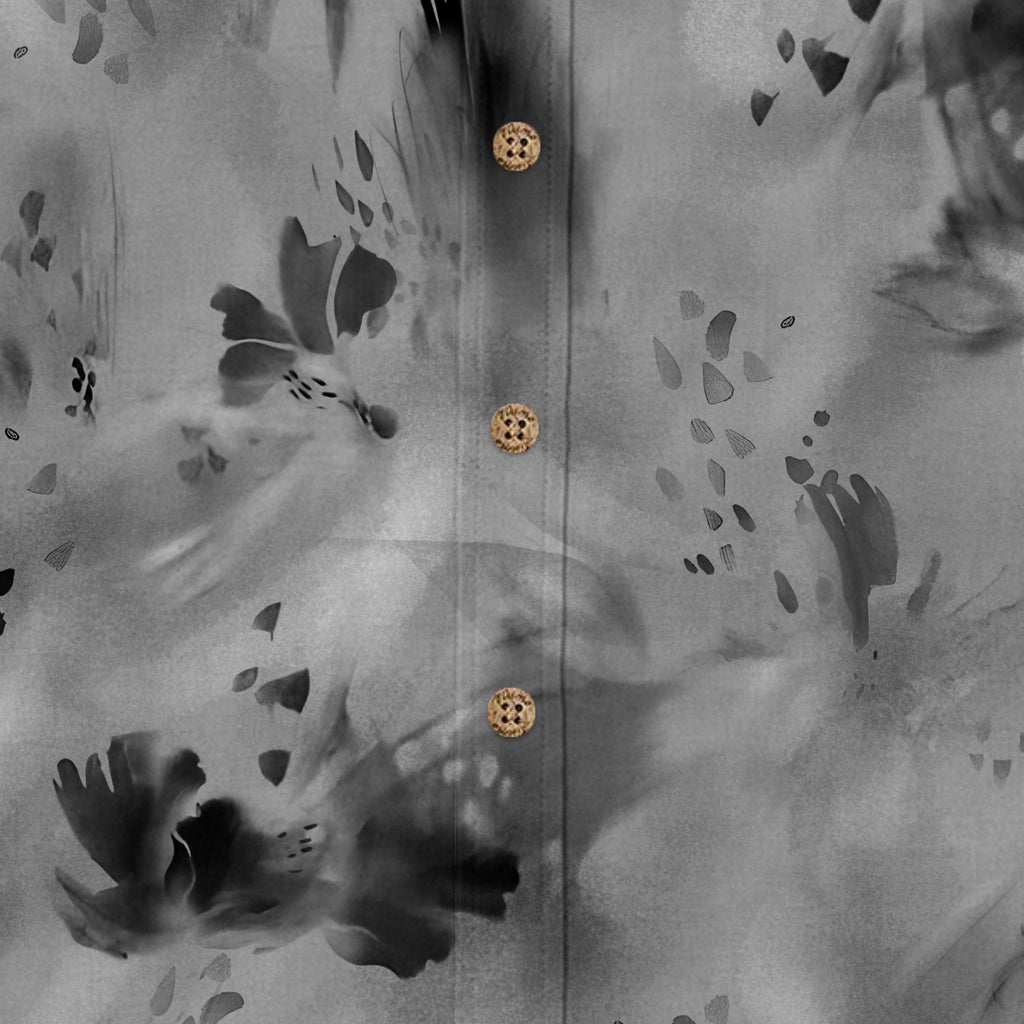 Smoke Brushstroke Abstract Hawaiian Shirt for Men hem and side seam detail