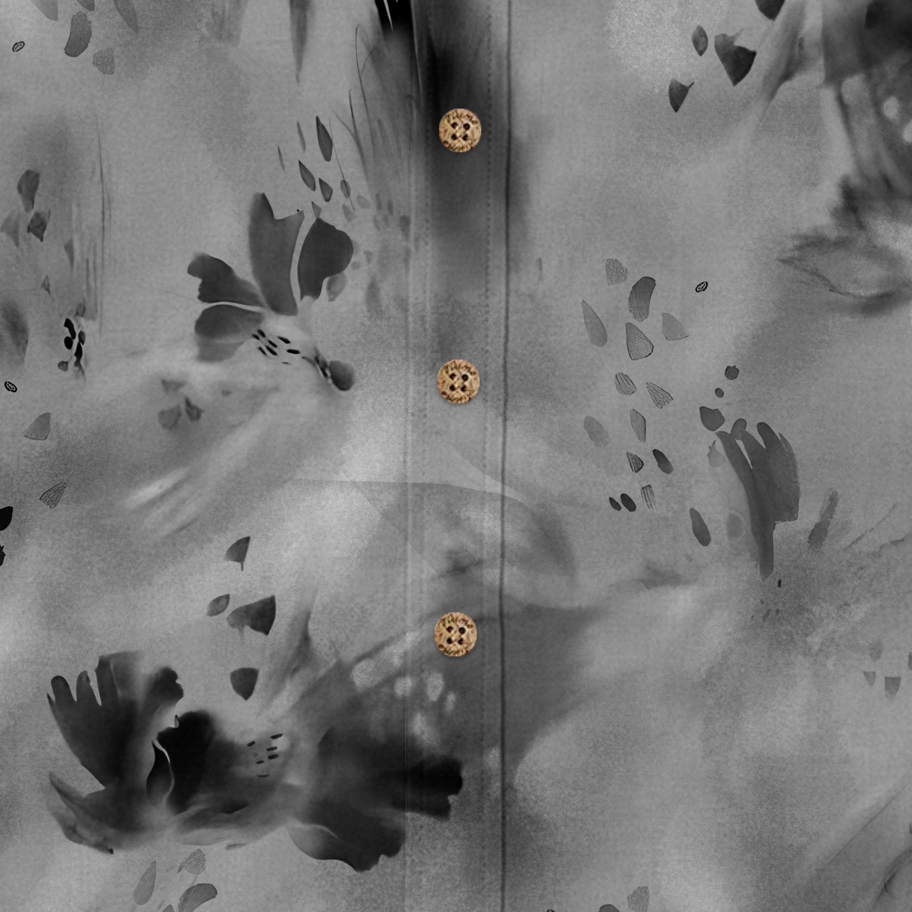 Smoke Brushstroke Abstract Hawaiian Shirt for Men hem and side seam detail