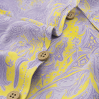 Purple Fortune Horse shirt button and fabric texture detail