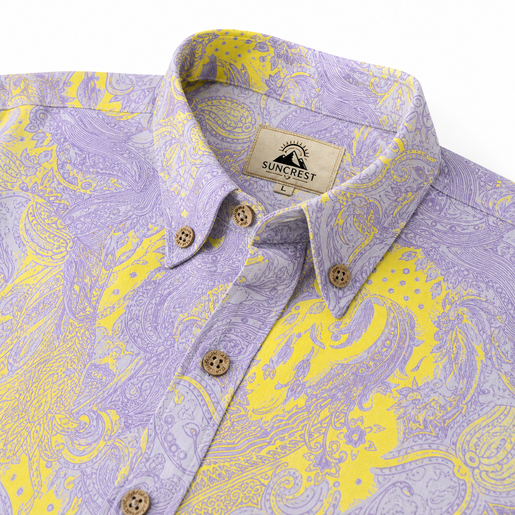 Purple Fortune Horse shirt collar label and placket detail