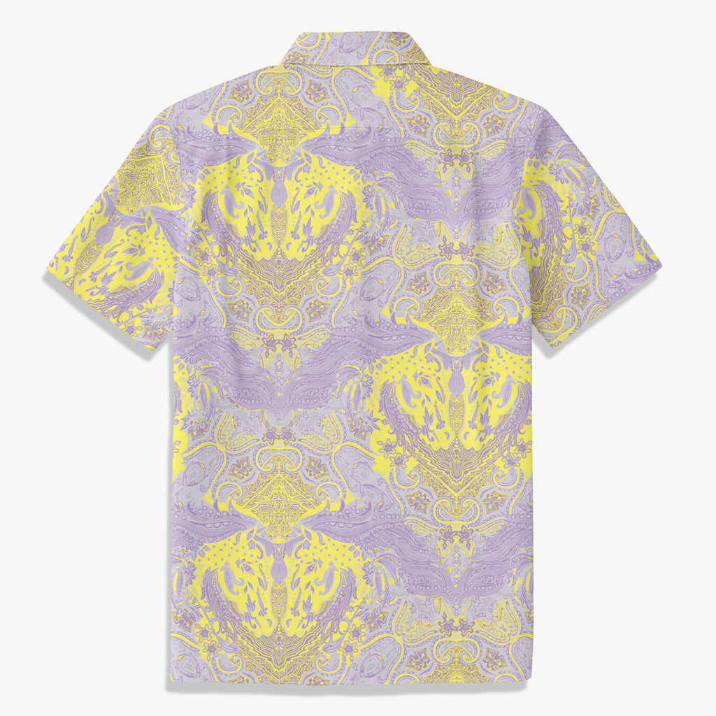 Purple Fortune Horse Print Hawaiian Shirt back view