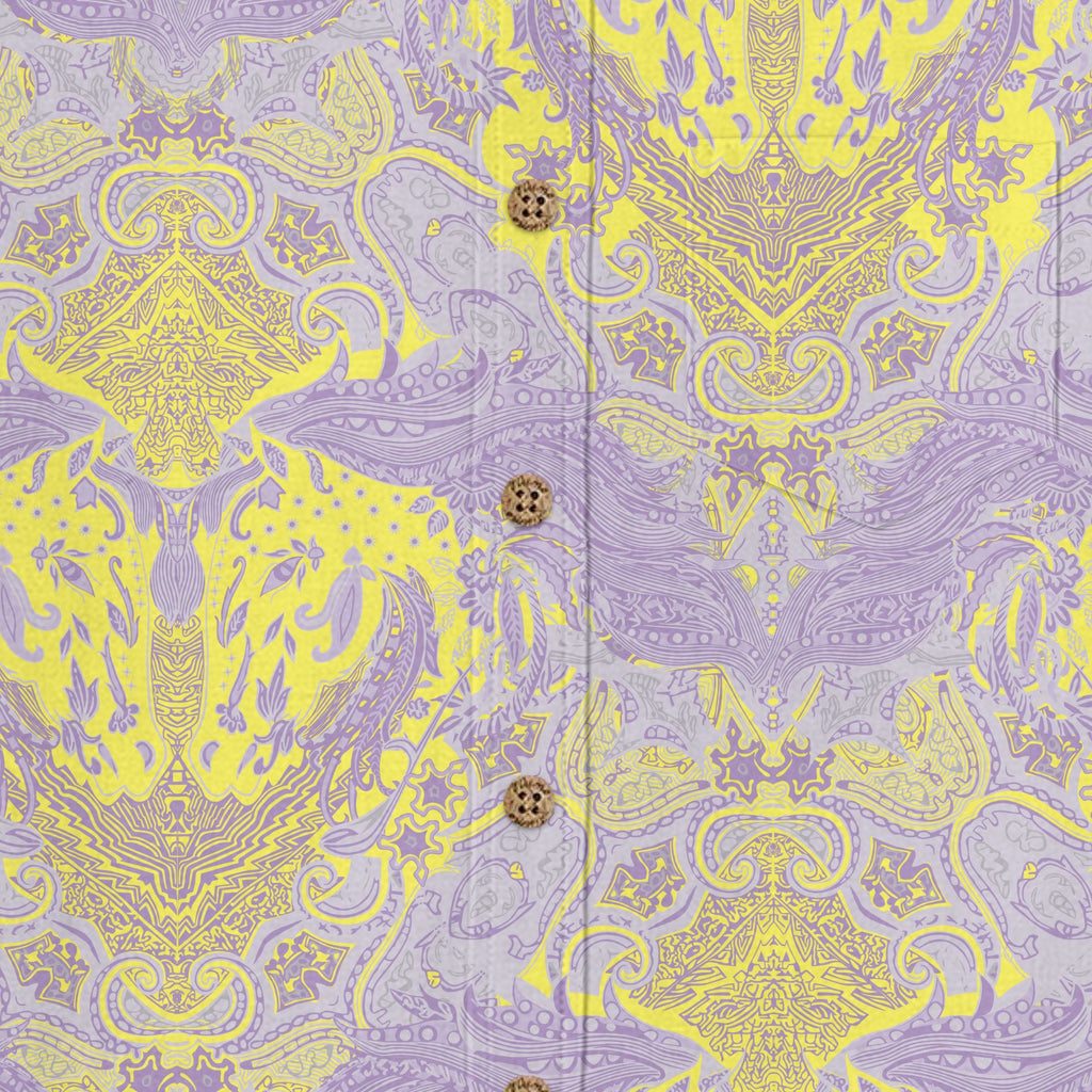 Purple Fortune Horse shirt button and print detail