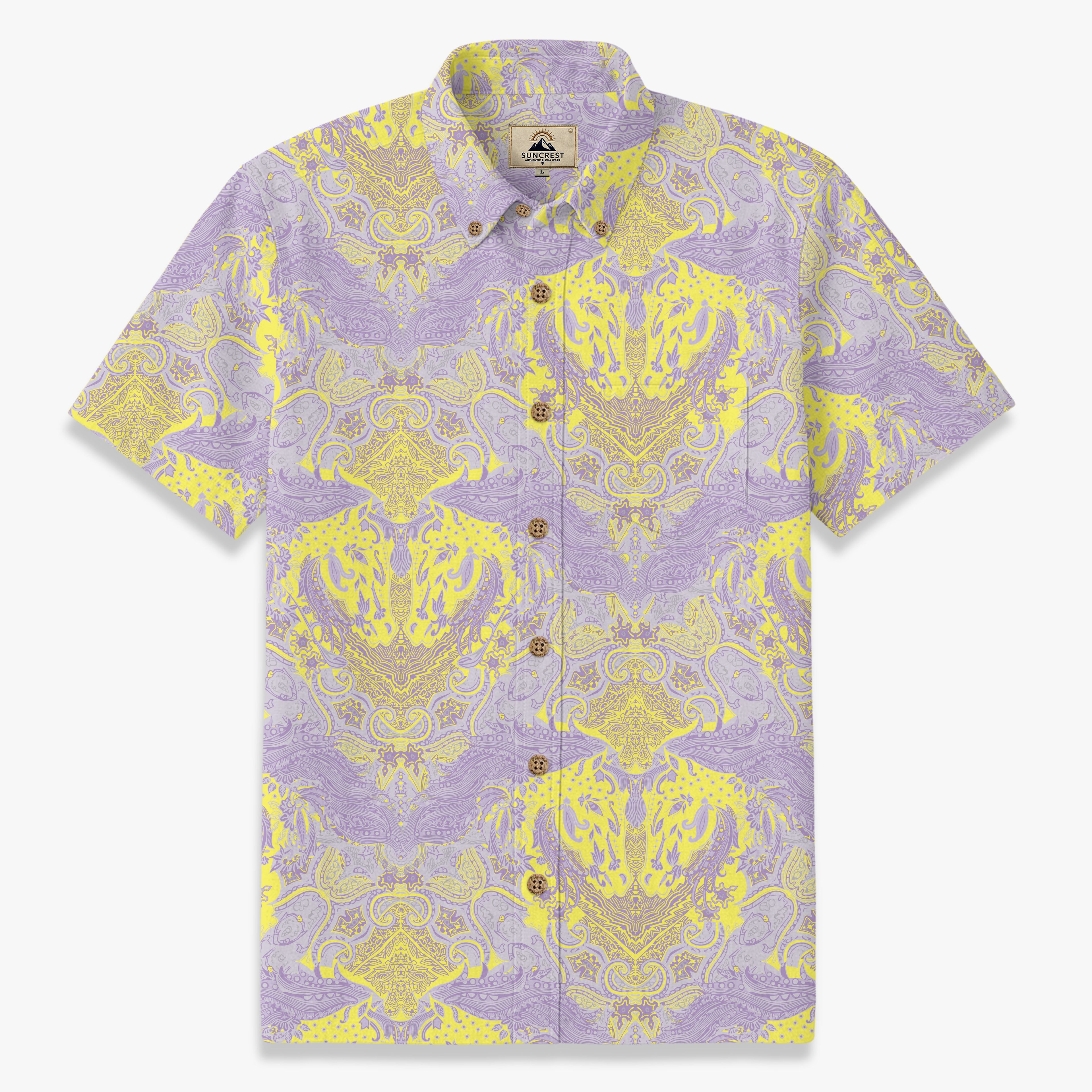 Purple Fortune Horse Print Hawaiian Shirt front view