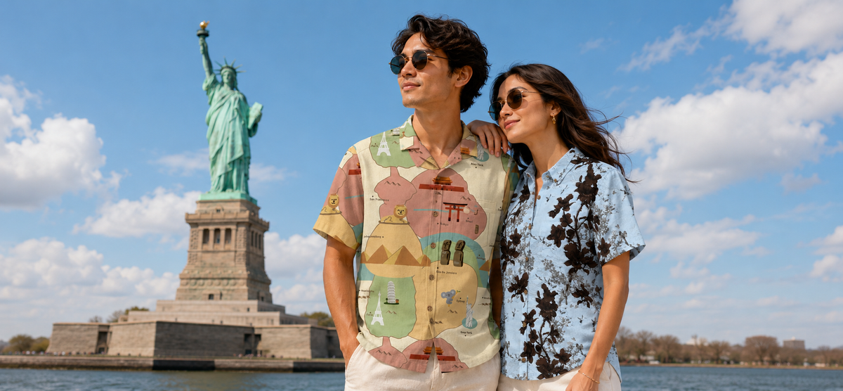 SUNCREST WEAR summer travel print shirts lifestyle banner